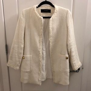 ZARA Cream Bouclé Coat/Blazer - SIZE S